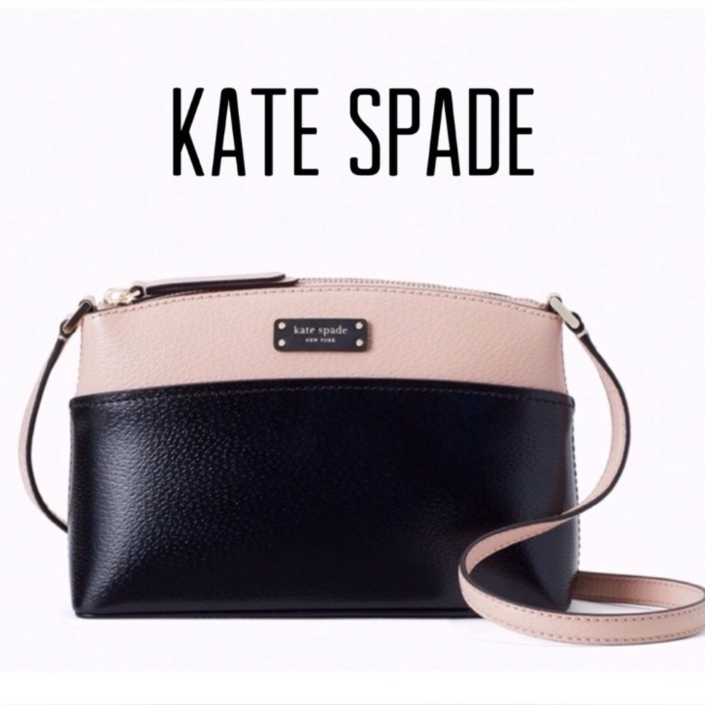 Kate Spade Leather Black & Pink Crossbody Bag Pebbled Adjustable Strap NWOT